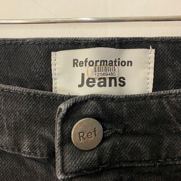 Reformation Black cotton Slim Straight Jeans 5 pocket size 31 womens - Picture 3 of 7